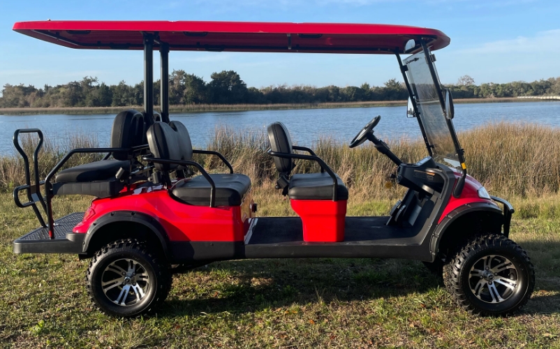 Golf Cart Gallery Images - 7 - Lifted Golf Cart Red